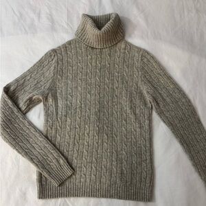J.Crew Womens Sweater Size S Gray Turtleneck Cable Knit Wool Blend